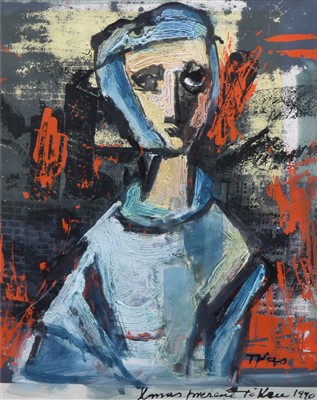 Lot 393 - Tadeusz Was, Female portrait, mixed media.