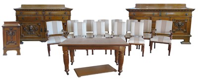 Lot 470 - Edwardian light oak dining room suite.