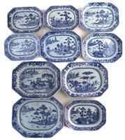 Lot 264 - Ten Chinese export ware octagonal meat plates