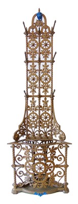Lot 474 - 19th century Coalbrookdale cast iron corner standing hall stand.