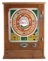 Lot 43 - Roto Fruit English electric penny slot machine