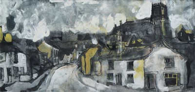 Lot 395 - Pat Cooke, "War Hill, Mottram", gouache.