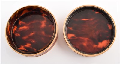 Lot 19 - French 18ct gold and enamel round powder box with portrait miniature on ivory