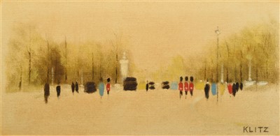 Lot 335 - A.R Klitz, London street scene, oil.
