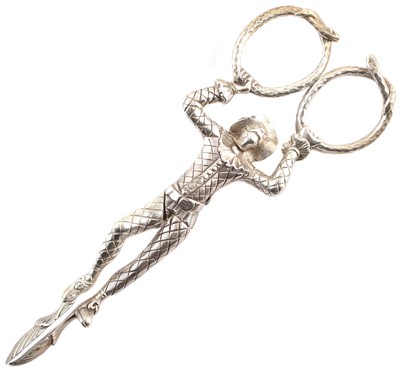 Lot 2 - Pair of Victorian novelty harlequin monkey sugar tongs
