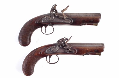 Lot 1 - Pair of flintlock overcoat pistols by Sykes Oxford