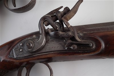 Lot 1 - Pair of flintlock overcoat pistols by Sykes Oxford