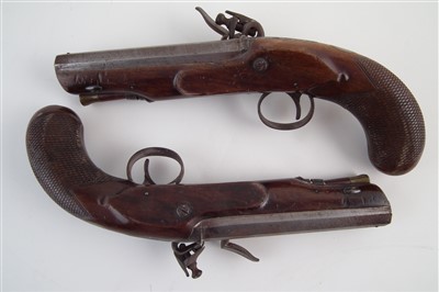 Lot 1 - Pair of flintlock overcoat pistols by Sykes Oxford
