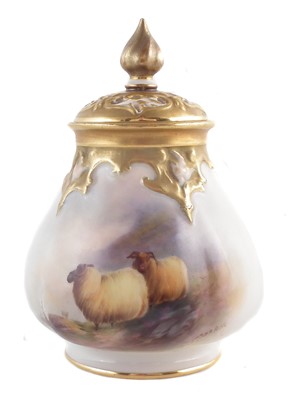 Lot 250 - Royal Worcester lidded vase signed E. M. Barker