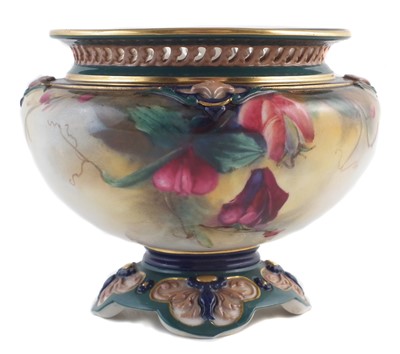 Lot 248 - Royal Worcester Hadleys ware pedestal vase signed C.V. White