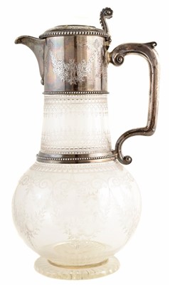 Lot 7 - Victorian silver and cut glass claret jug