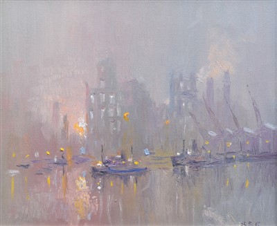 Lot 384 - Reg Gardner, "Manchester Ship Canal", oil.