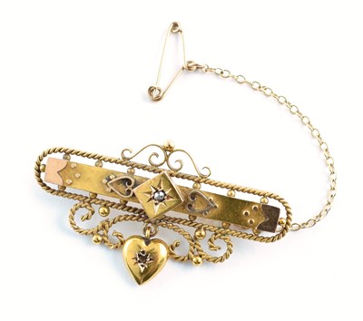Lot 33 - 15ct gold Victorian bar brooch.