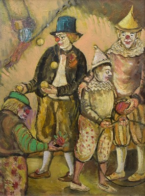 Lot 344 - Derek Higginson, "The Circus", oil.