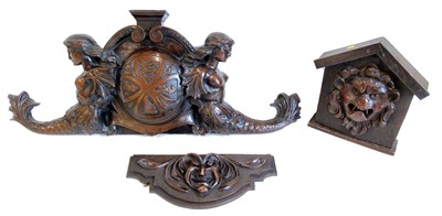 Lot 191 - 19th century carved hardwood pediment.