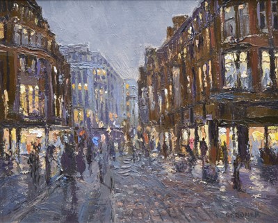 Lot 389 - Reg Gardner, "Towards St. Anne's Square, Manchester", oil.