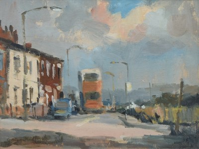 Lot 378 - Gordon Radford, "Daisy Nook, Oldham", oil.