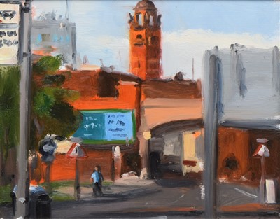 Lot 375 - Liam Spencer, "Fire Station", oil.
