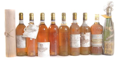 Lot 114 - Coutet a Barsac - Bordeauxm, Broustet Barsac Fournier -Sauternes, Filhot Sauternes, Muscat de Beaumes, Henry of Pelham Vidal Icewine and Gewurztraminer Hugel Alsace Selection par Jean Hugel.