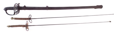 Lot 165 - 1822 pattern light infantry sword and scabbard and a pair of fencing foils.