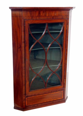 Lot 624 - Mid 19th century mahogany wall mounted corner cupboard