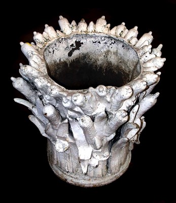 Lot 550 - Victorian cast iron garden urn.