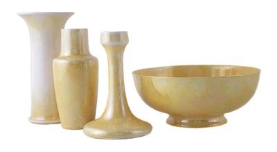 Lot 249 - Four pieces of yellow glazed Ruskin