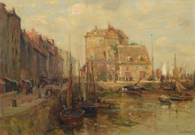 Lot 442 - David Roberts, Continental harbour scene, oil.