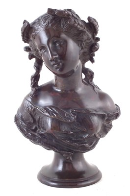 Lot 274 - Late 19th century bronze bust cast in the form of the Hop Queen.
