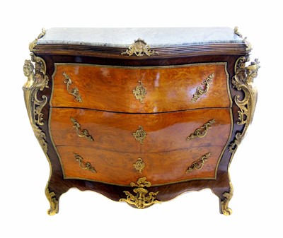 Lot 527 - 20th century French Bombe front commode chest.