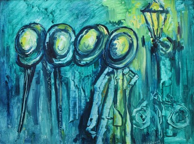 Lot 372 - J. L. Isherwood, "Bowler's Nerone Bar", oil.