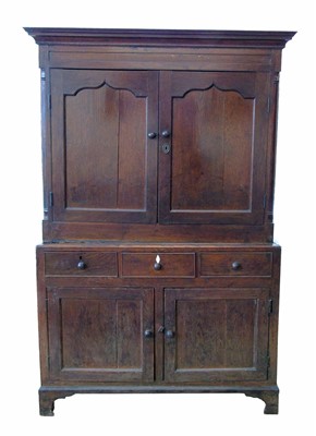 Lot 523 - George III oak press cupboard.