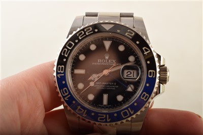 Lot 142 - A Gent's Rolex Oyster Perpetual date GMT-Master-II steel bracelet watch.