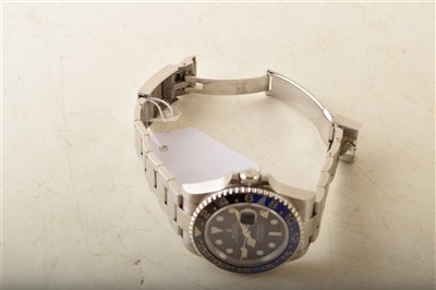 Lot 142 - A Gent's Rolex Oyster Perpetual date GMT-Master-II steel bracelet watch.