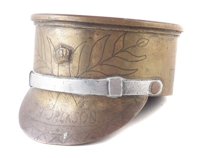 Lot 327 - WW1 Trench Art officer's cap
