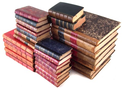 Lot 202 - Large collection of leather bound antiquarian books relating to the French language and arts.