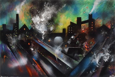 Lot 337 - David Wilde, "Steam, yet more steam, early 1960's (towards Eccles)", acrylic.