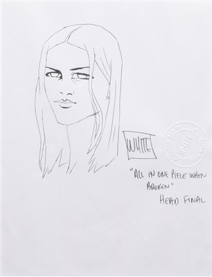 Lot 509 - Todd White, "All in One Piece When Broken" (Head Final), ink drawing.