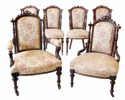 Lot 510 - Victorian walnut part salon suite.