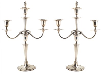Lot 45 - A pair of 1920s Walker & Hall silver 3-branch candlearbrum