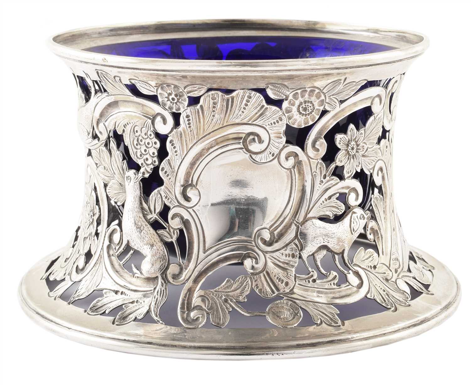 Lot 27 - A Victorian silver dish with blue glass liner