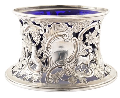 Lot 27 - A Victorian silver dish with blue glass liner