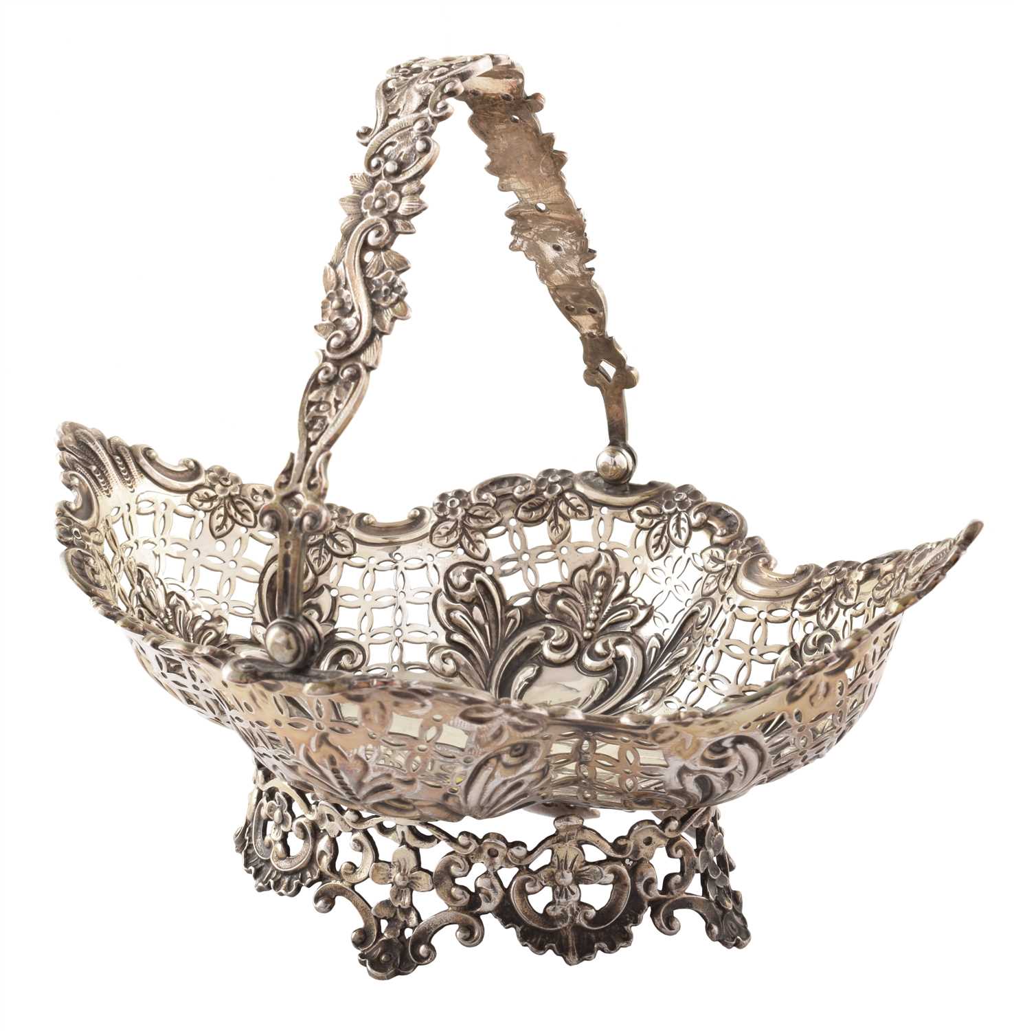 Lot 46 - A silver swing-handled basket by Goldsmiths & Silversmiths