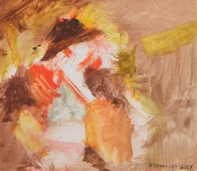 Lot 431 - George Kennerley, "Lady with Hat and Fur Stole", oil.
