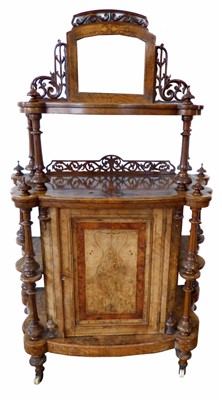 Lot 487 - Victorian figures walnut mirror-back side cabinet.