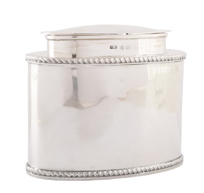 Lot 24 - Silver tea caddy, Isreal Sigmund Greenburg, Birmingham, 1905