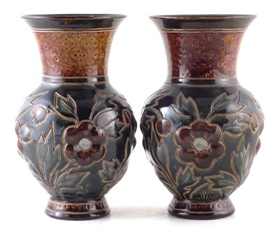 Lot 237 - Pair of Doulton Lambeth vases.