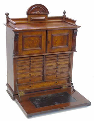 Lot 488 - Early 20th century walnut collectors cabinet.