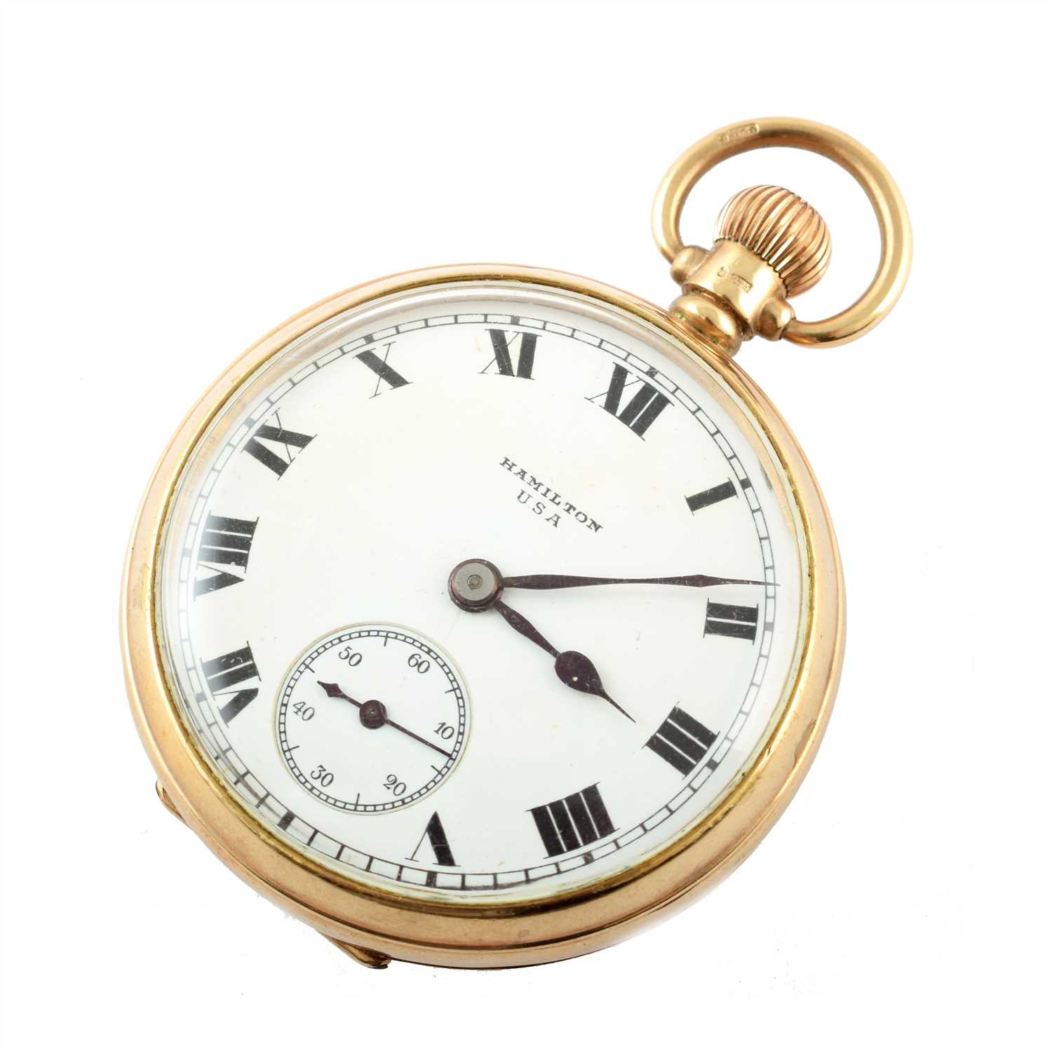 Lot 149 - A 9ct gold Hamilton USA open faced pocket watch