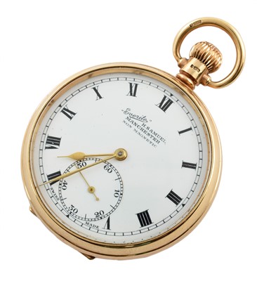 Lot 144 - 9ct gold open faced pocket watch